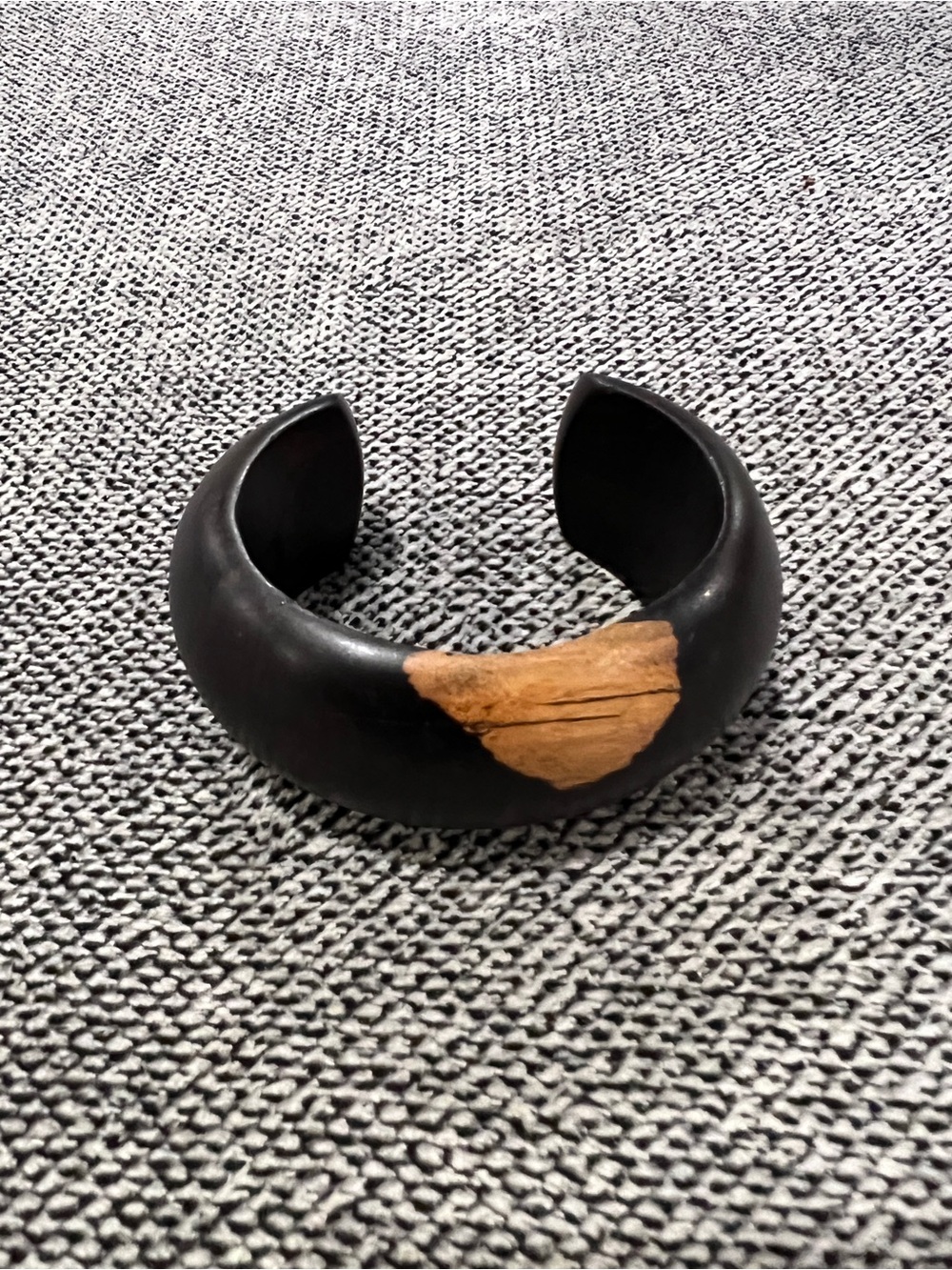 Vintage Ebony Wood Cuff Bracelet from Ghana